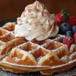 Churro Waffles with Cinnamon Whipped Cream