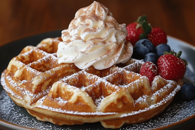 Churro Waffles with Cinnamon Whipped Cream