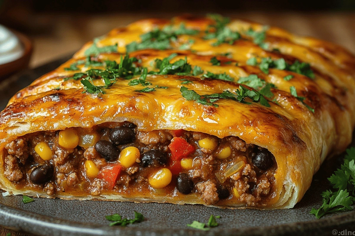 🌮✨ Cheesy Taco Crescent Roll Bake Supreme ✨🧀

Get ready to indulge in a mouthwatering, colorful dish that’s perfect for any gathering! This Cheesy Taco Crescent Roll Bake Supreme is not only a feast for the eyes but also a delight for your taste buds! Let’s dive into this trendy, crave-worthy recipe that’s sure to impress! 🎉

Ingredients:
- 2 cans of crescent roll dough 🥐
- 1 lb ground turkey or chicken (seasoned with taco spices) 🍗
- 1 can black beans, rinsed and drained 🖤
- 1 cup corn (fresh or frozen) 🌽
- 1 cup diced bell peppers (red, yellow, and green for a rainbow effect) 🌈
- 1 cup shredded cheddar cheese 🧀
- 1 cup shredded Monterey Jack cheese 🧀
- 1 cup salsa (choose your favorite flavor) 🍅
- 1 teaspoon cumin 🌿
- 1 teaspoon chili powder 🌶️
- 1/2 teaspoon garlic powder 🧄
- Fresh cilantro for garnish 🌿
- Sour cream for serving (optional) 🍦

Instructions:
1. Preheat your oven to 375°F (190°C). 
2. In a skillet over medium heat, cook the ground turkey or chicken until browned. Add the cumin, chili powder, and garlic powder, stirring well to combine. 
3. Stir in the black beans, corn, and diced bell peppers, cooking for an additional 3-4 minutes until heated through. 
4. Roll out the crescent dough on a baking sheet lined with parchment paper, pressing the seams together to form a rectangle. 
5. Spread half of the salsa over the dough, then layer the meat mixture evenly on top. 
6. Sprinkle the cheddar and Monterey Jack cheese over the meat mixture, followed by the remaining salsa. 
7. Fold the edges of the crescent dough over the filling, pinching to seal. 
8. Bake in the preheated oven for 20-25 minutes, or until the dough is golden brown and the cheese is bubbly. 
9. Once out of the oven, let it cool for a few minutes. Garnish with fresh cilantro and serve with sour cream if desired. 

Prep Time: 15 minutes ⏰
Baking Time: 25 minutes ⏰
Total Time: 40 minutes ⏰
Servings: 6-8 servings 🍽️

This Cheesy Taco Crescent Roll Bake Supreme is not just a meal; it’s a celebration on a plate! The vibrant colors of the bell peppers and the cheesy goodness make it irresistible. Perfect for parties, family dinners, or just a cozy night in! Enjoy every cheesy, flavorful bite! 😍🌟