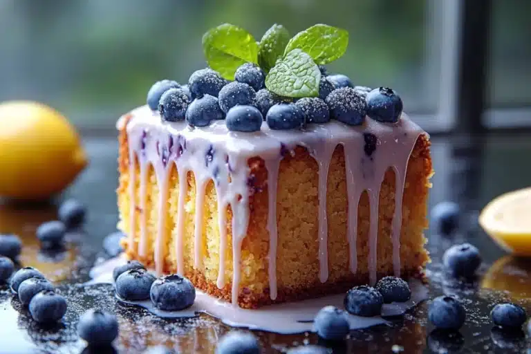 Zesty Lemon Blueberry Drizzle Cake