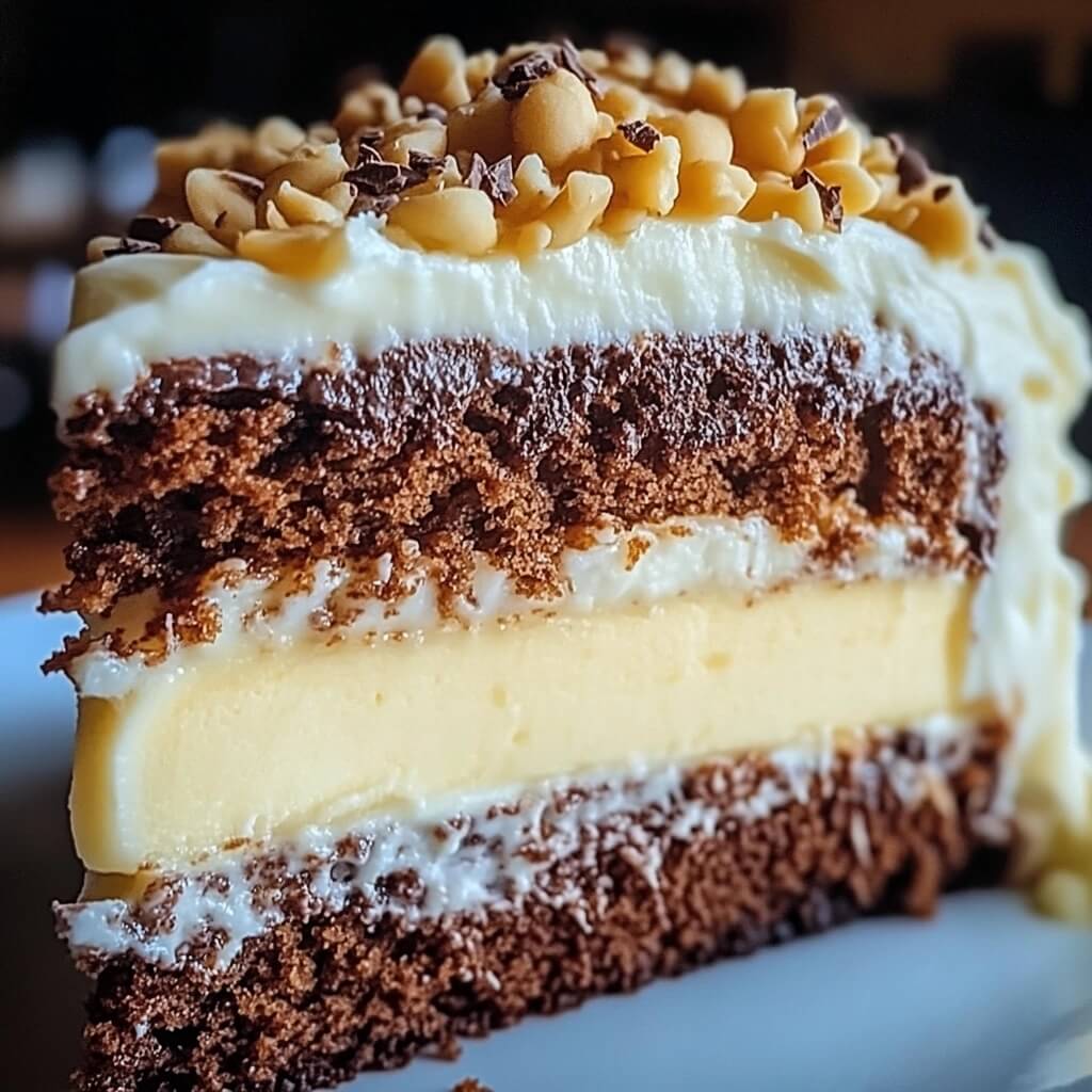White German Chocolate Cake with Cheesecake Center