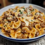 Garlic Parmesan Bowtie Pasta with Creamy Beef