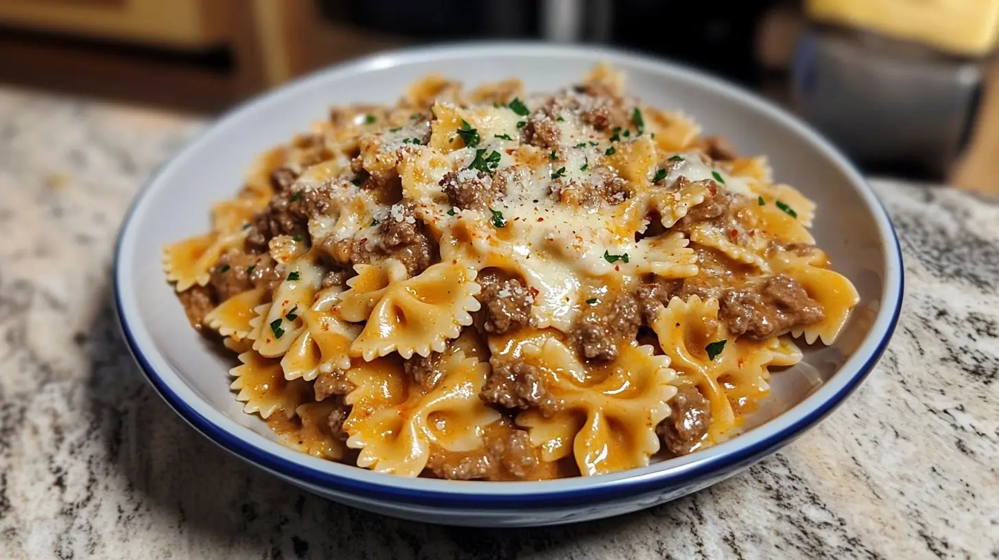 Garlic Parmesan Bowtie Pasta with Creamy Beef: 7 Steps to Delight