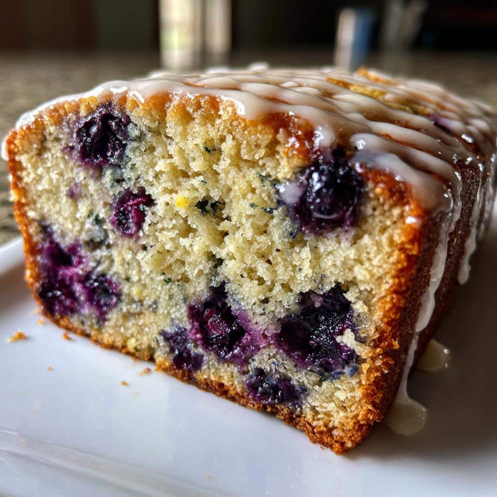 Moist Blueberry Zucchini Bread with a Lemon Glaze - detail 3