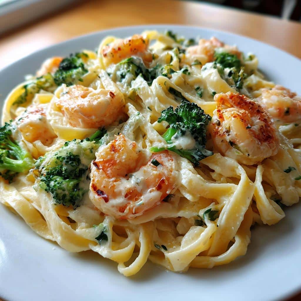 Shrimp and Broccoli Alfredo - detail 1