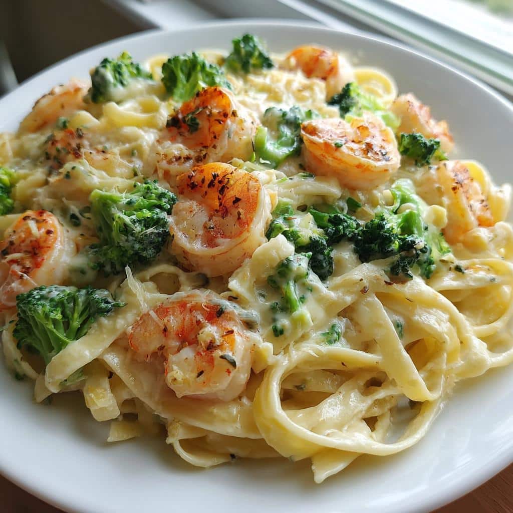 Shrimp and Broccoli Alfredo - detail 2