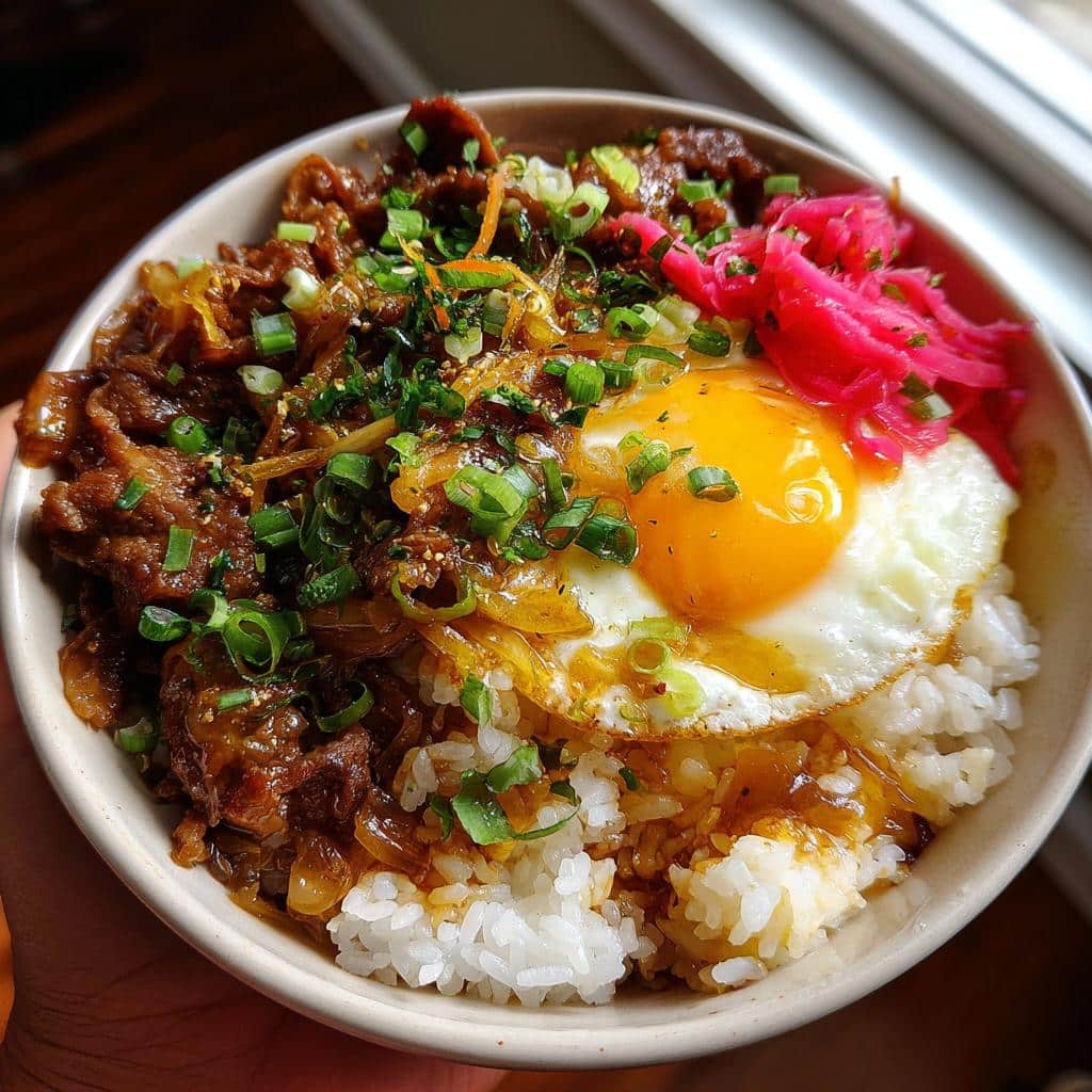 Gyudon (Japanese Beef Bowl) - detail 1