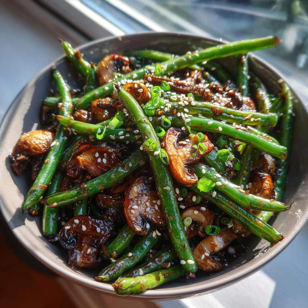 Amazing Green Beans 3 Ways 4 Honey Soy Glazed Green Beans with Shitake Mushrooms - detail 1