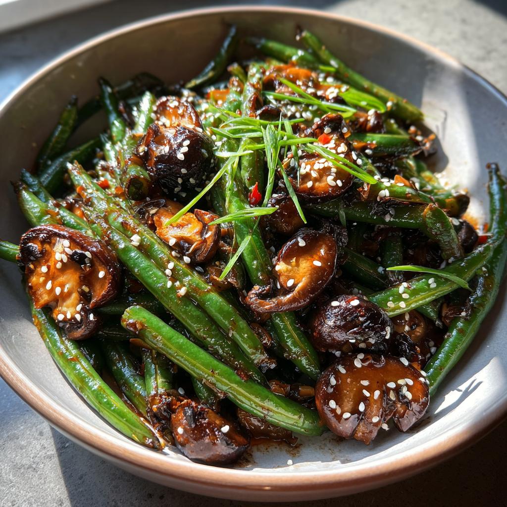 Amazing Green Beans 3 Ways 5 Honey Soy Glazed Green Beans with Shitake Mushrooms - detail 2