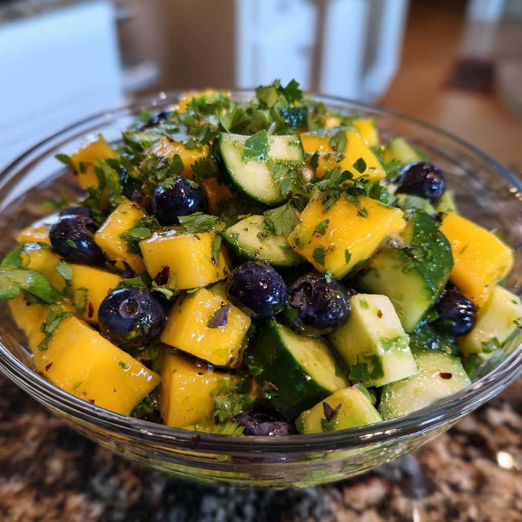 Mango Cucumber Salad with Blueberries and Avocado - detail 1