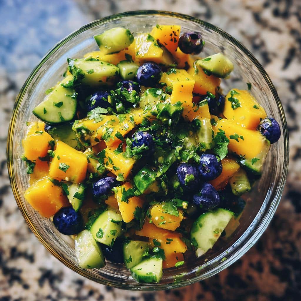 Mango Cucumber Salad with Blueberries and Avocado - detail 2