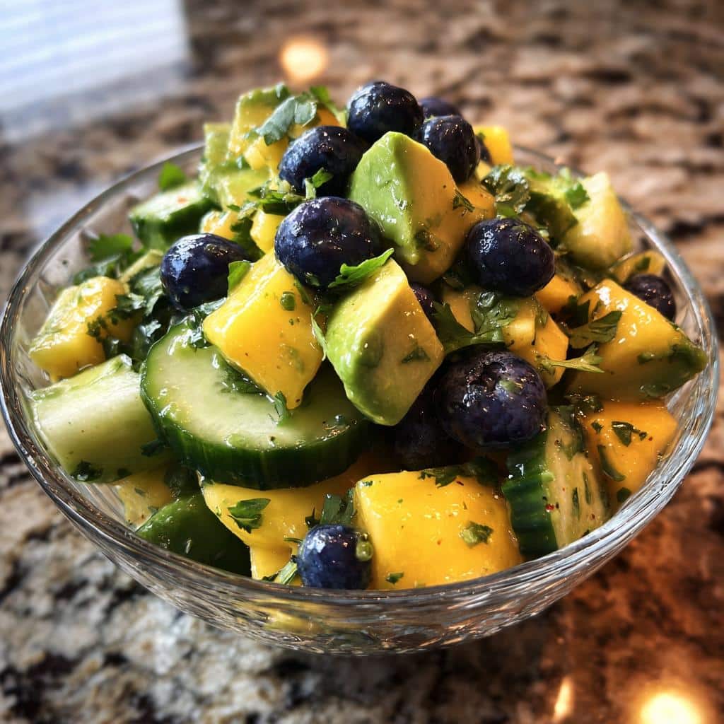 Mango Cucumber Salad with Blueberries and Avocado - detail 3