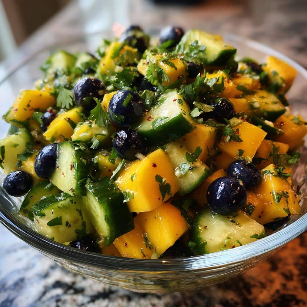 Mango Cucumber Salad with Blueberries and Avocado - detail 4