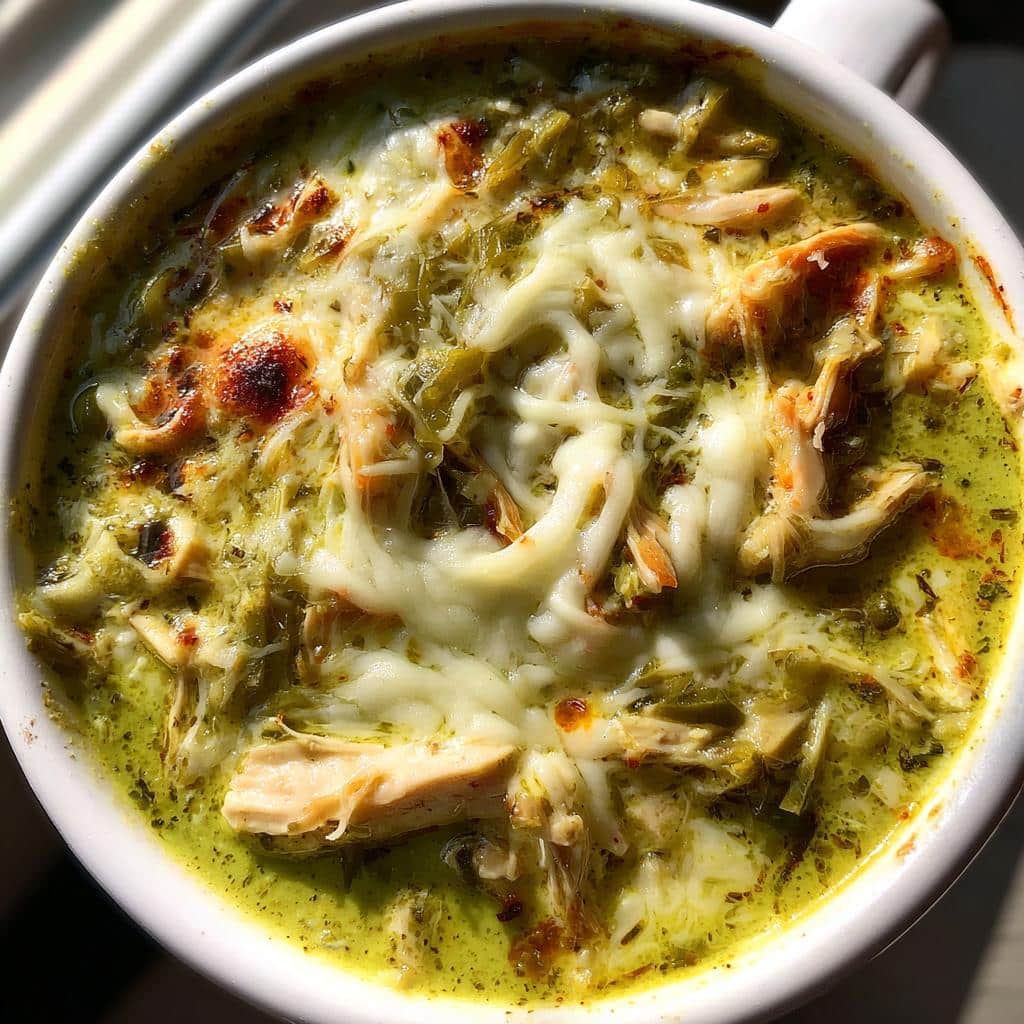 creamy green enchilada chicken soup - detail 1