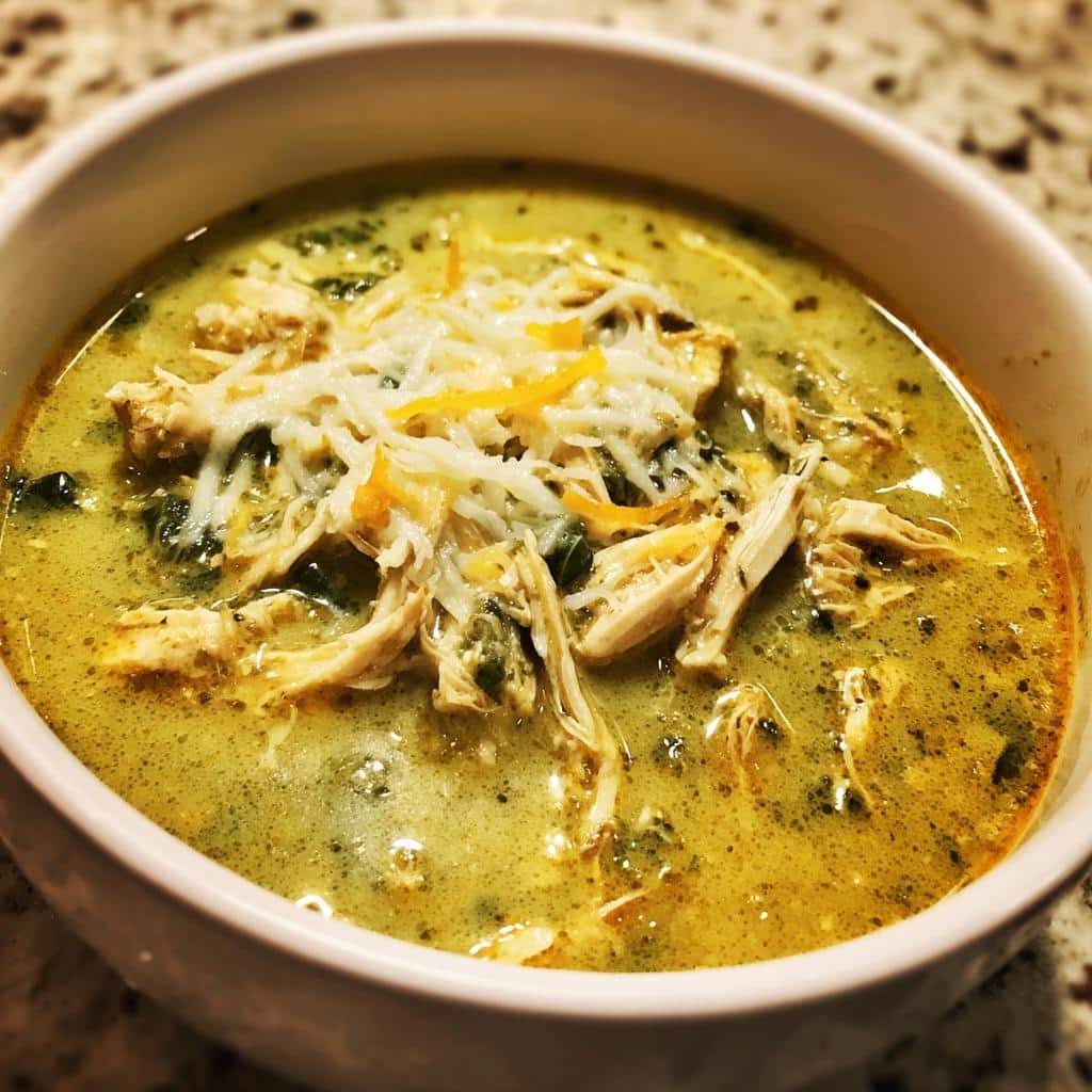 creamy green enchilada chicken soup - detail 2