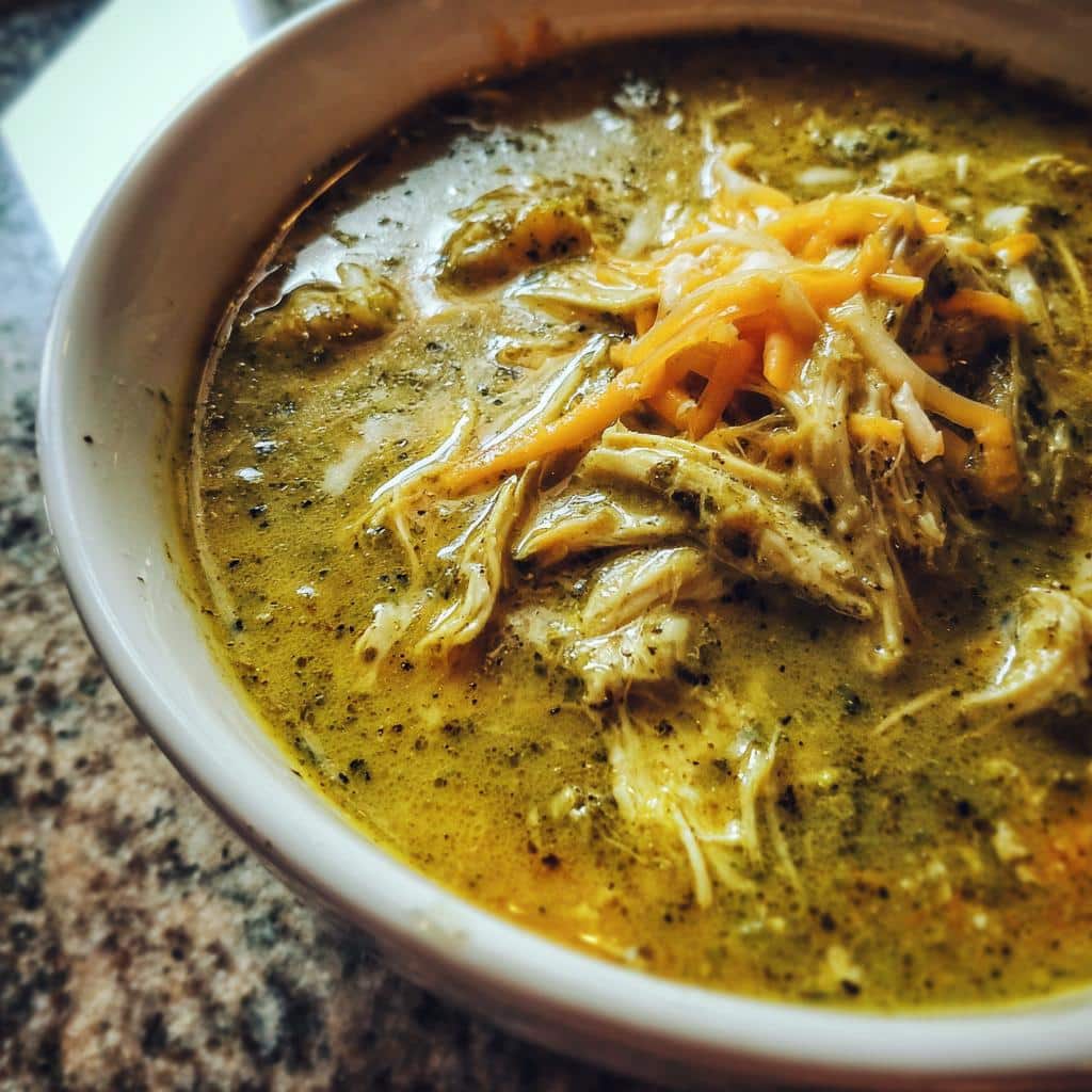 creamy green enchilada chicken soup - detail 3