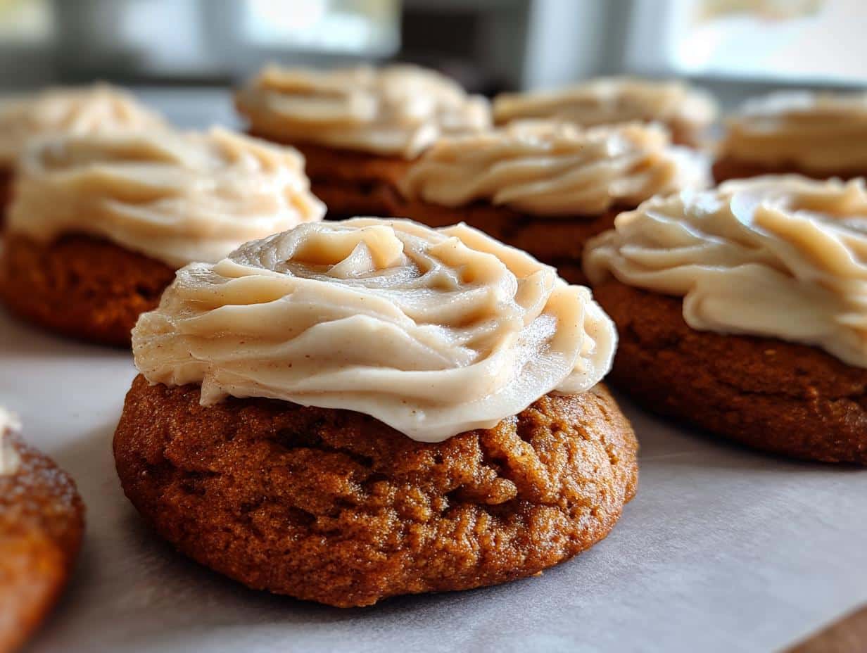 soft pumpkin cookies with cinnamon frosting - detail 1