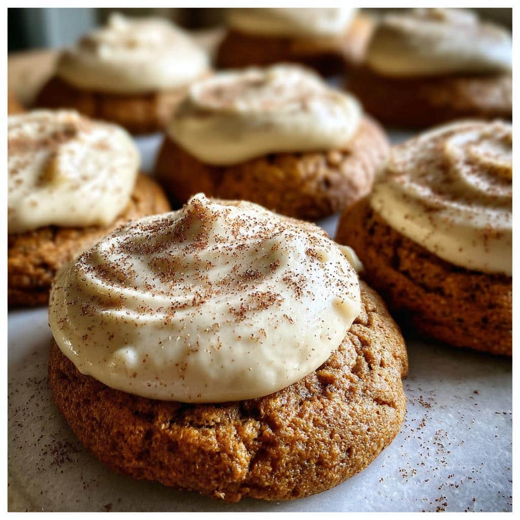 soft pumpkin cookies with cinnamon frosting