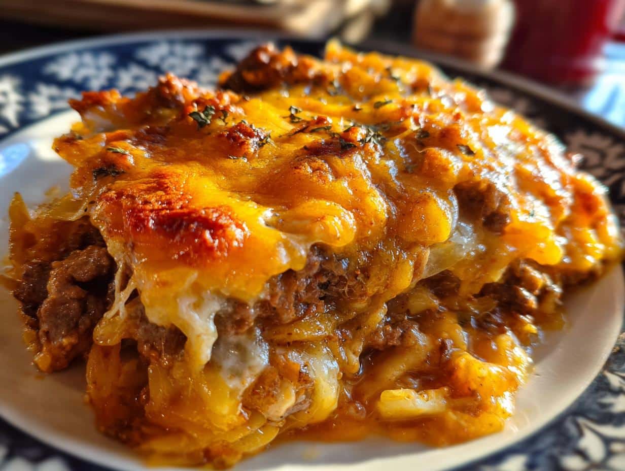 Amazing Cheesy Cabbage Beef Casserole