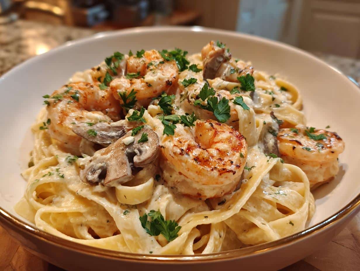 30 Min Creamiest Garlic Shrimp Alfredo