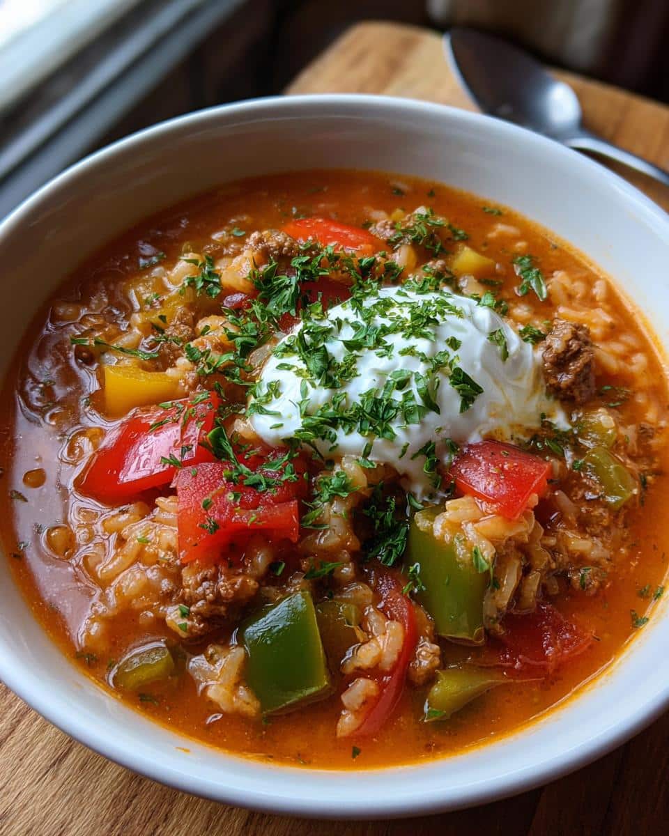 Crock Pot Stuffed Pepper Soup - detail 1
