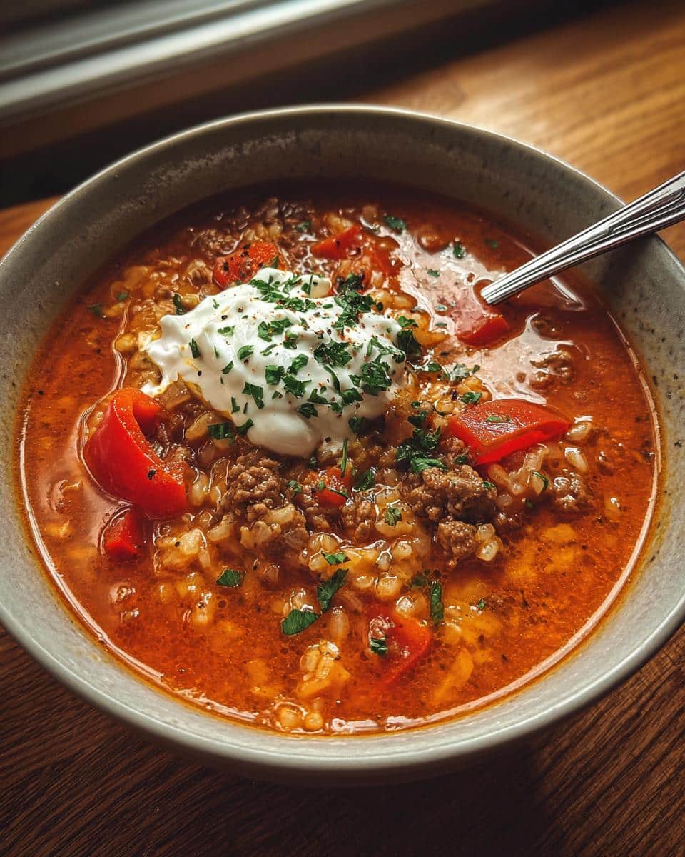 Crock Pot Stuffed Pepper Soup - detail 2
