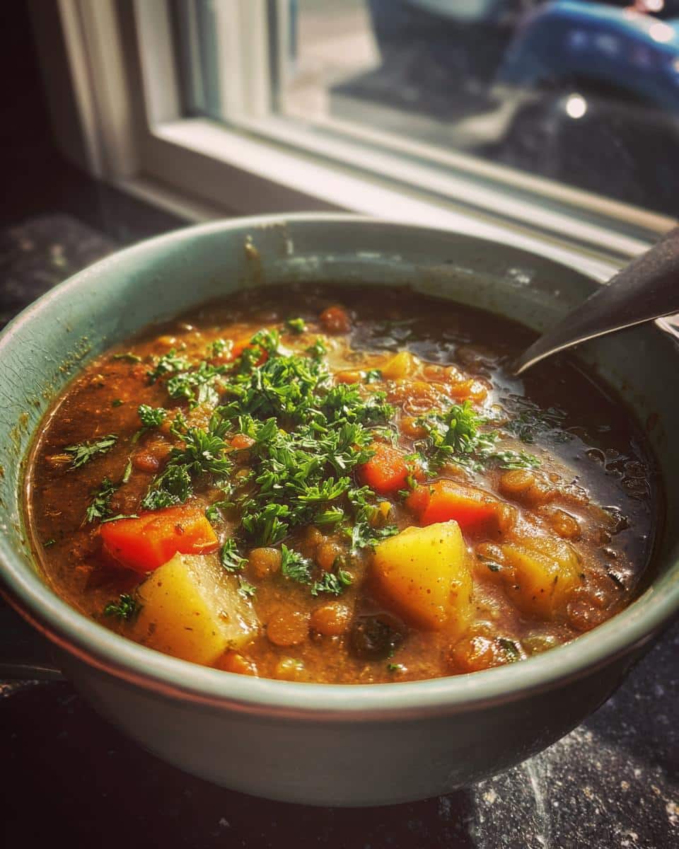 Hearty Lentil and Potato Soup - detail 2