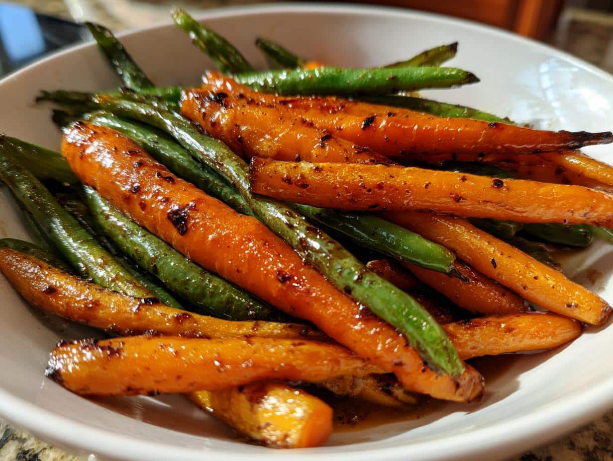 Amazing 20 Min Honey Glazed Carrots & Green Beans