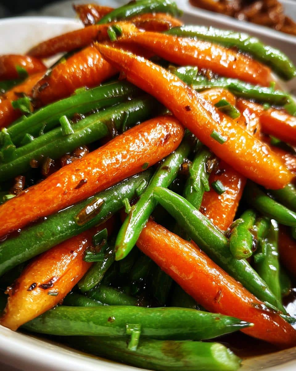 Honey glazed carrots and green beans - detail 1