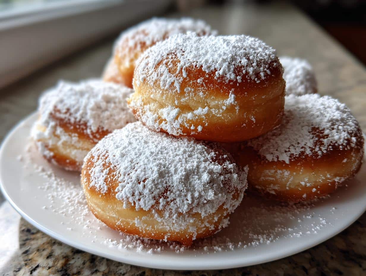 OMG! 25 Min Mini Powdered Sugar Doughnuts