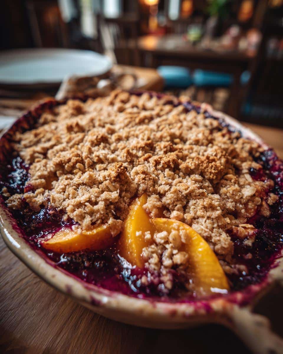 Divine Peach and Blueberry Crumble: 1 Perfect Bite 4 Peach and Blueberry Crumble - detail 1