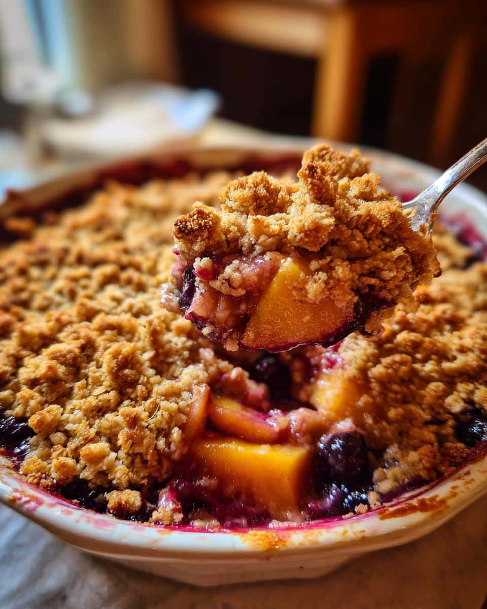 Divine Peach and Blueberry Crumble: 1 Perfect Bite 5 Peach and Blueberry Crumble - detail 2
