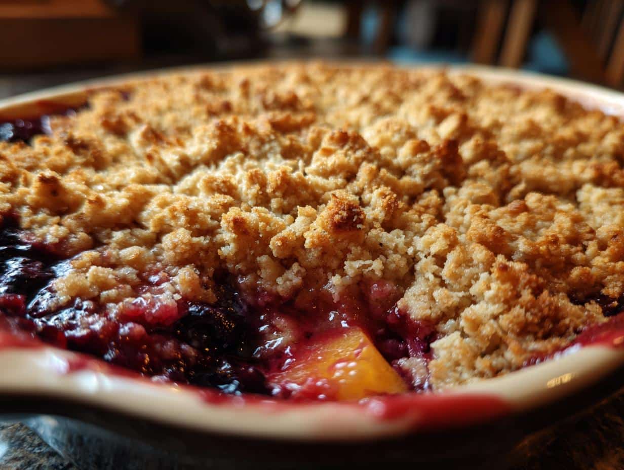 Divine Peach and Blueberry Crumble: 1 Perfect Bite