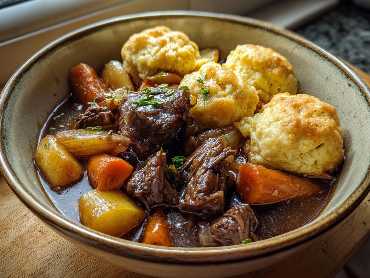Tender Beef Stew and Dumplings: 1 Magical Bite