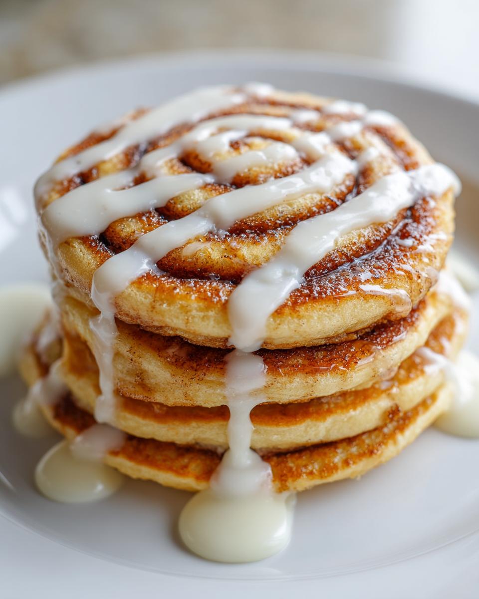 Cinnamon Roll Pancakes with Cream Cheese Glaze - detail 1
