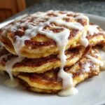 Cinnamon Roll Pancakes with Cream Cheese Glaze