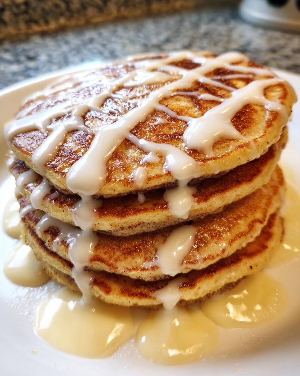 Cinnamon Roll Pancakes with Cream Cheese Glaze - detail 2