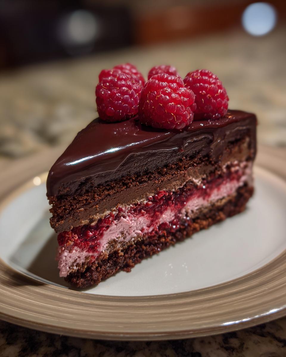 Dark Chocolate Raspberry Mousse Cake - detail 1
