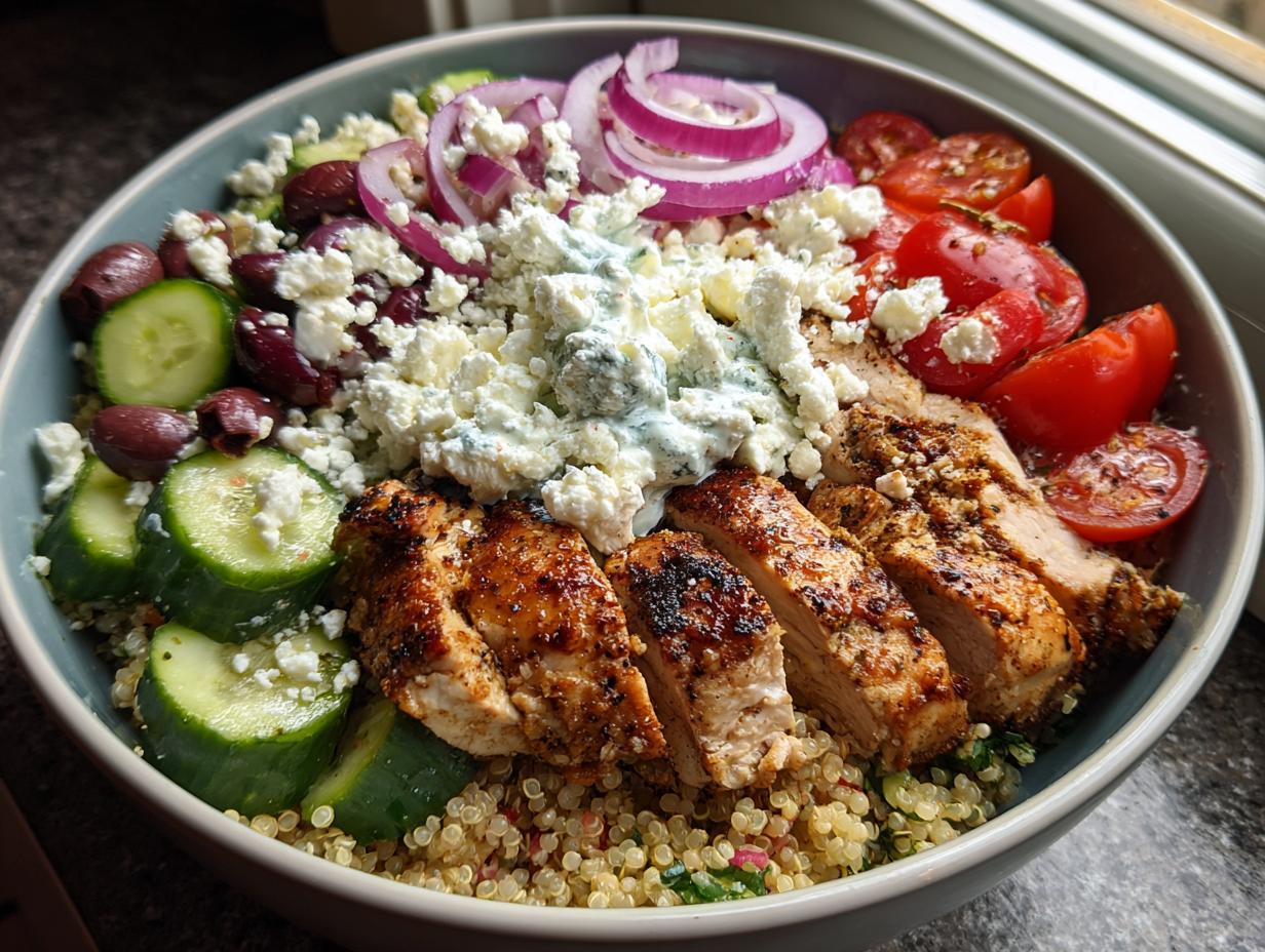 10 Minute High Protein Greek Chicken Power Bowls