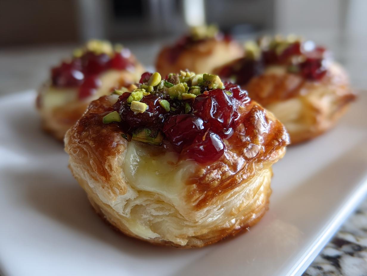 Flaky 15-min Holiday Cranberry Brie Puff Pastry Bites