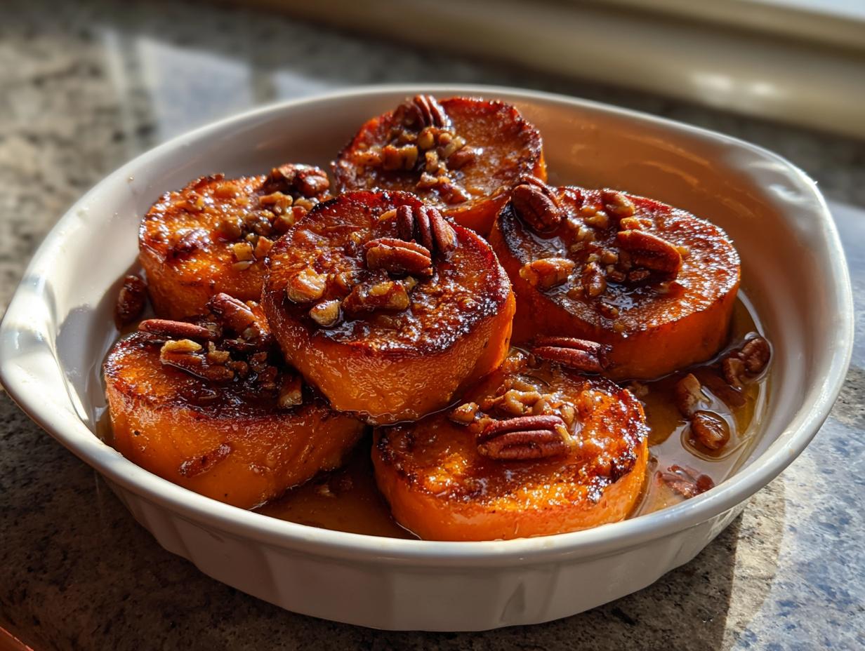 Amazing Maple Bourbon Glazed Sweet Potatoes