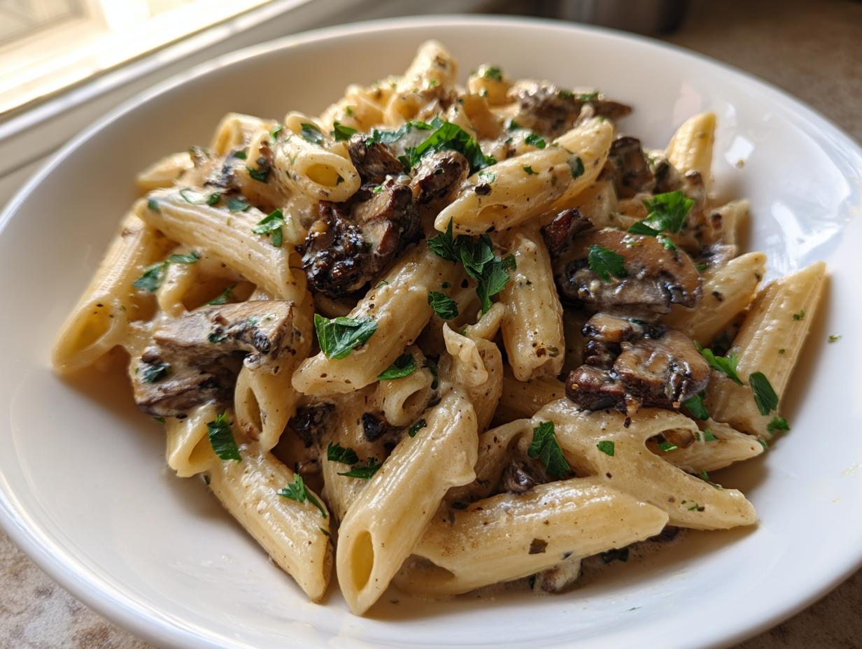 Amazing 1-Pot Creamy Mushroom Pasta dish 5 One-Pot Creamy Mushroom Pasta - detail 1