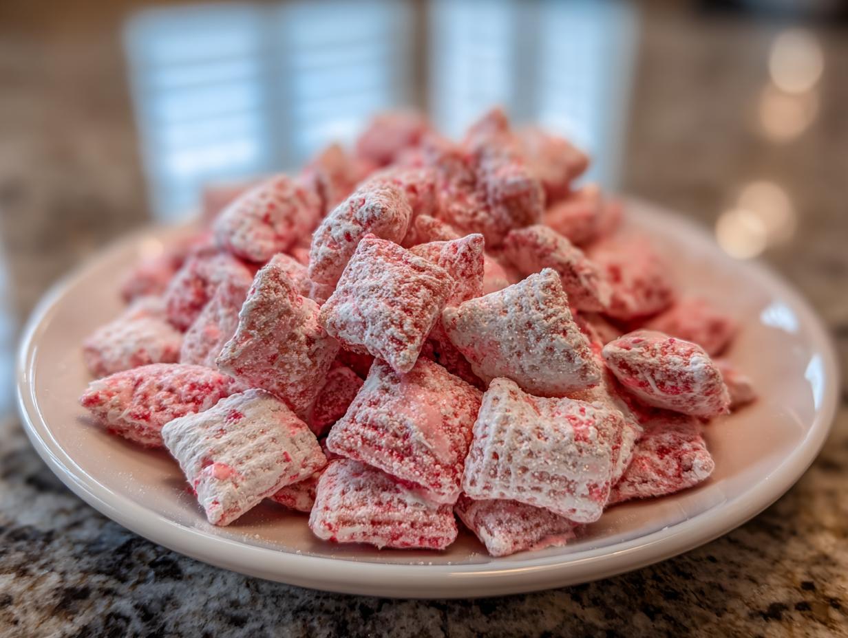 Easy Strawberry Shortcake Puppy Chow Delight