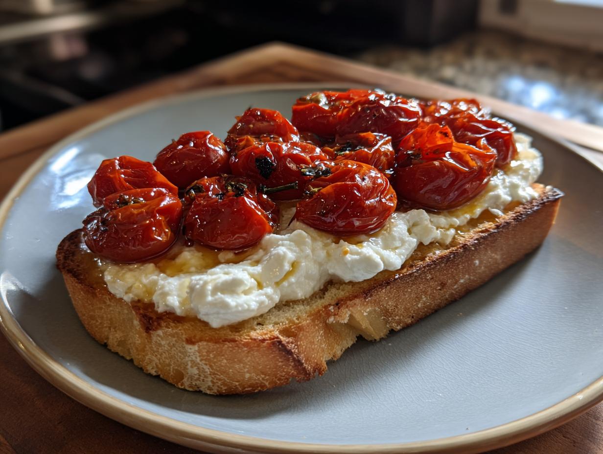 Amazing 1-Plate Whipped Feta & Roasted Tomato Toast