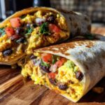 Breakfast Burrito with Black Beans and Pico
