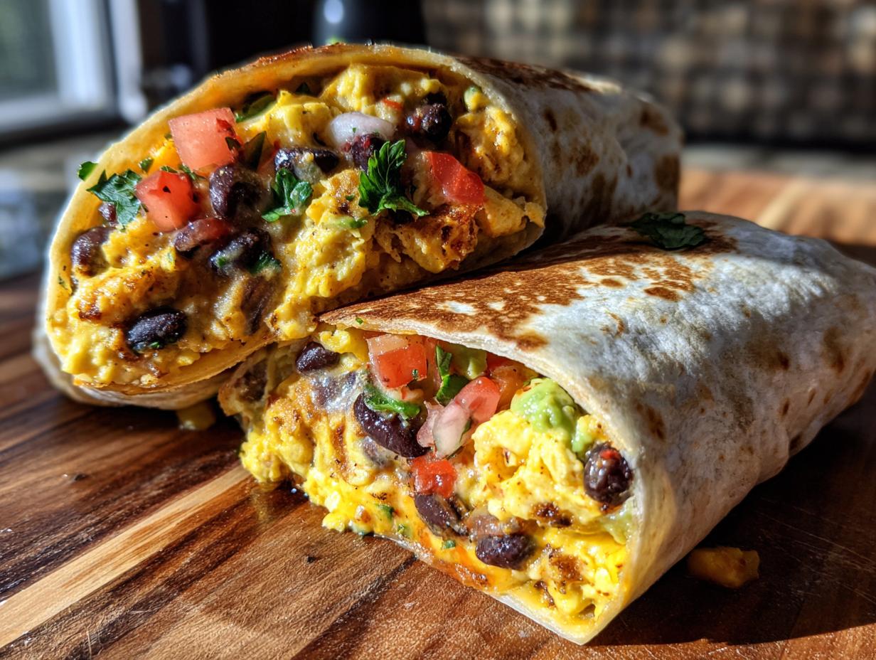 Amazing 20-Min Breakfast Burrito with Black Beans and Pico