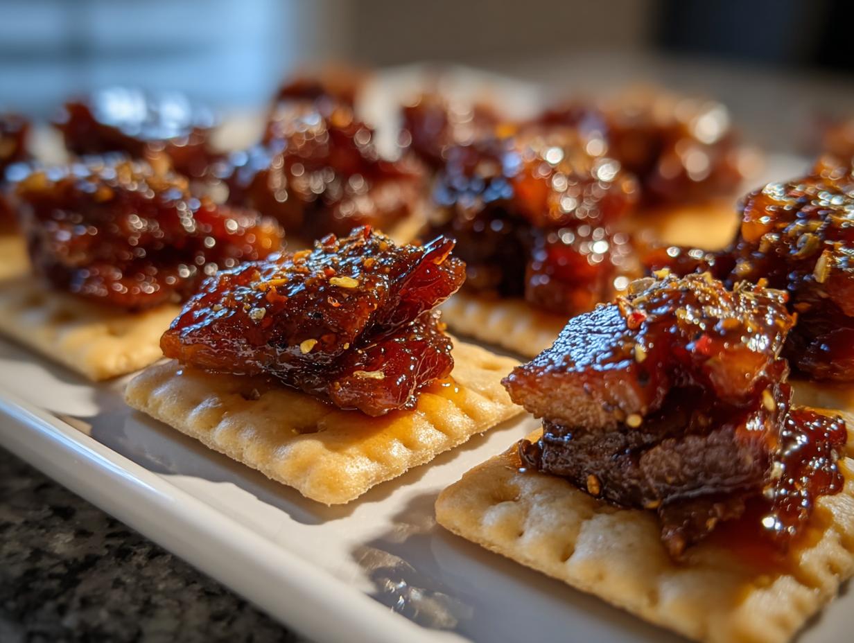 Candied beef bacon crackers