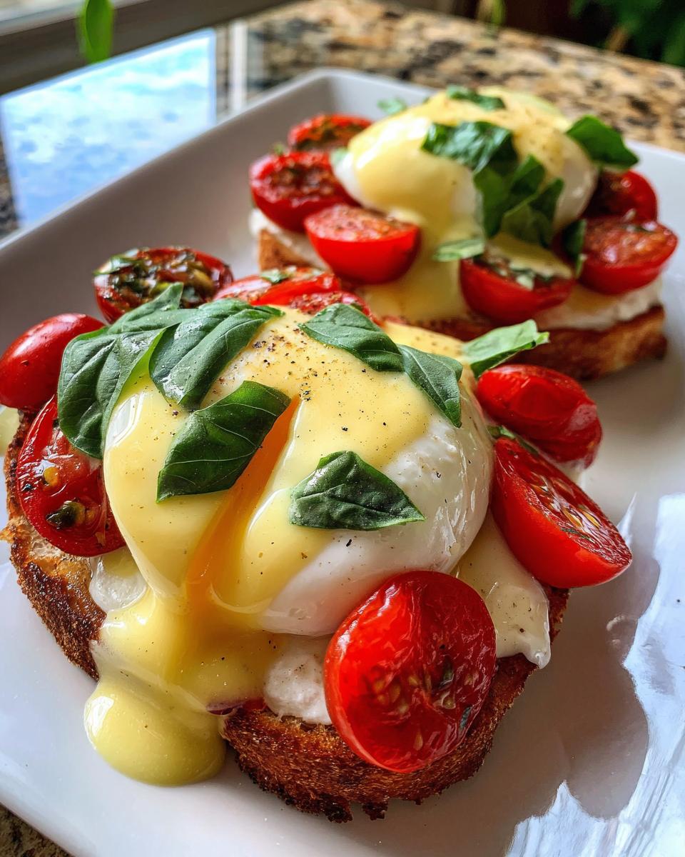 Amazing 4-Minute Caprese Eggs Benedict 4 Caprese Eggs Benedict with Healthier Hollandaise - detail 1