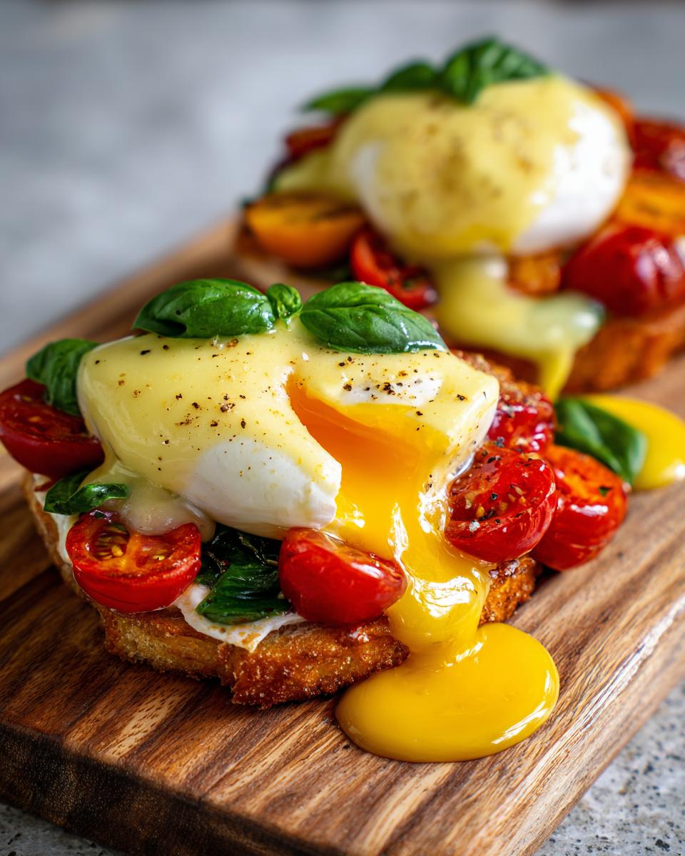 Amazing 4-Minute Caprese Eggs Benedict 5 Caprese Eggs Benedict with Healthier Hollandaise - detail 2