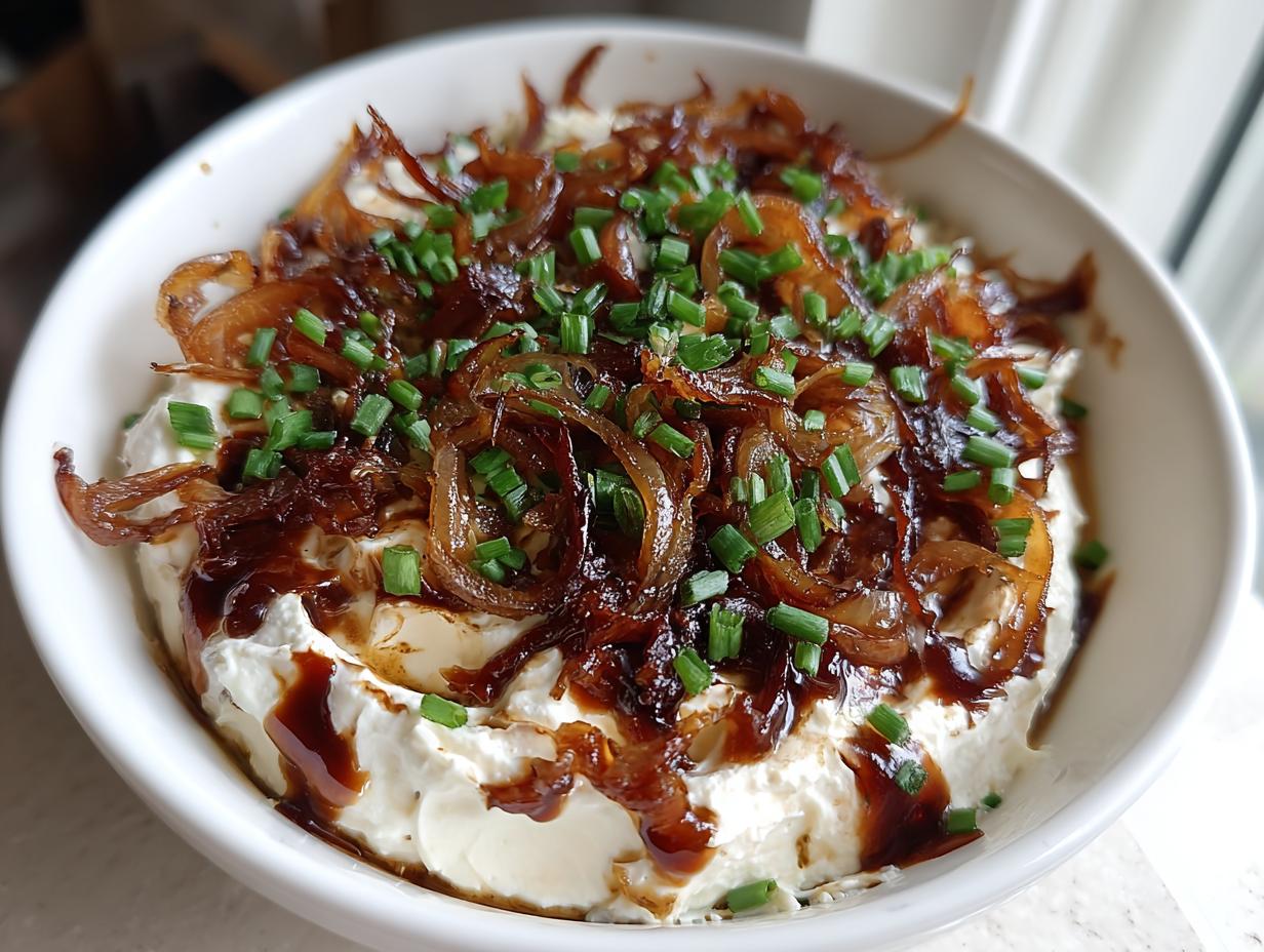 Amazing 25-Minute Caramelized Onion Whipped Goat Cheese Dip